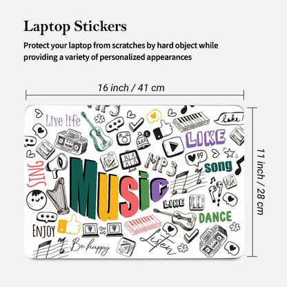 Kotart Music Theme Doodle Art Laptop Skin for Acer Asus Lenovo Dell HP