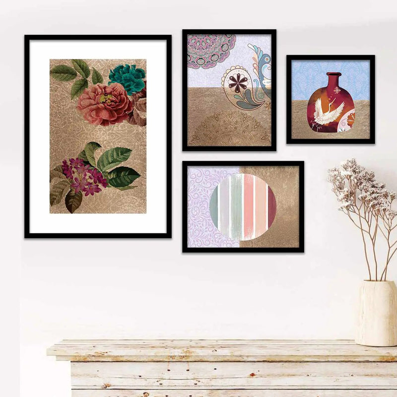 Kotart Prints Set of 4 Framed Abstract Prints for Wall Decoration, Bedroom - Framed Wall Posters / Prints for Living Room with Frame - Big Size Wall Prints / Home Decoration by Kotart store