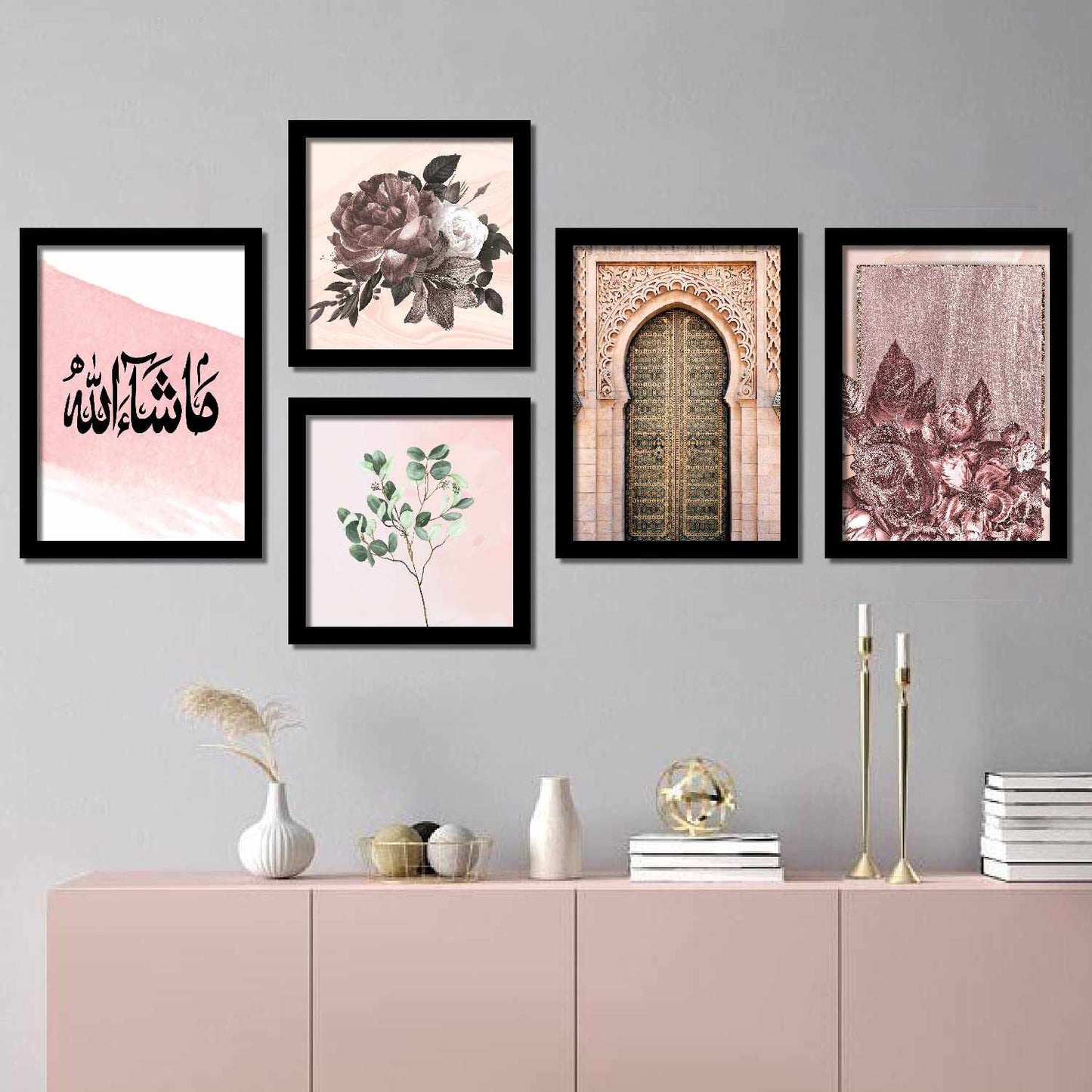 Kotart Religious Wall Frames - Modern Art Wall Paintings with Frame - Religious Wall Paintings - Wall Paintings for Living Room ( 11 inch x 14 inch, Framed ) Set of 5-Kotart