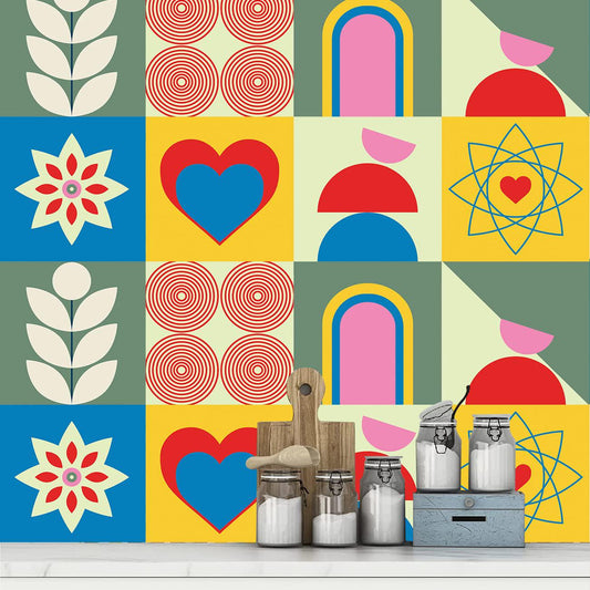 Kotart – Self Adhesive Decorative Wall Tile Stickers for Kitchen Bathroom Stairs – Graphic Printed Vinyl Tile Sticker ( 6 x 6 inch, Pack of 30 )-Kotart