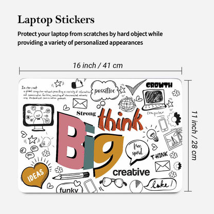 Kotart Think Big Motivational Doodle Art Laptop Skin for Acer Asus Lenovo Dell HP Apple Laptop Upto 16 Inch - HD Printed Vinyl Laptop Stickers for All Laptops (Style04)-Kotart