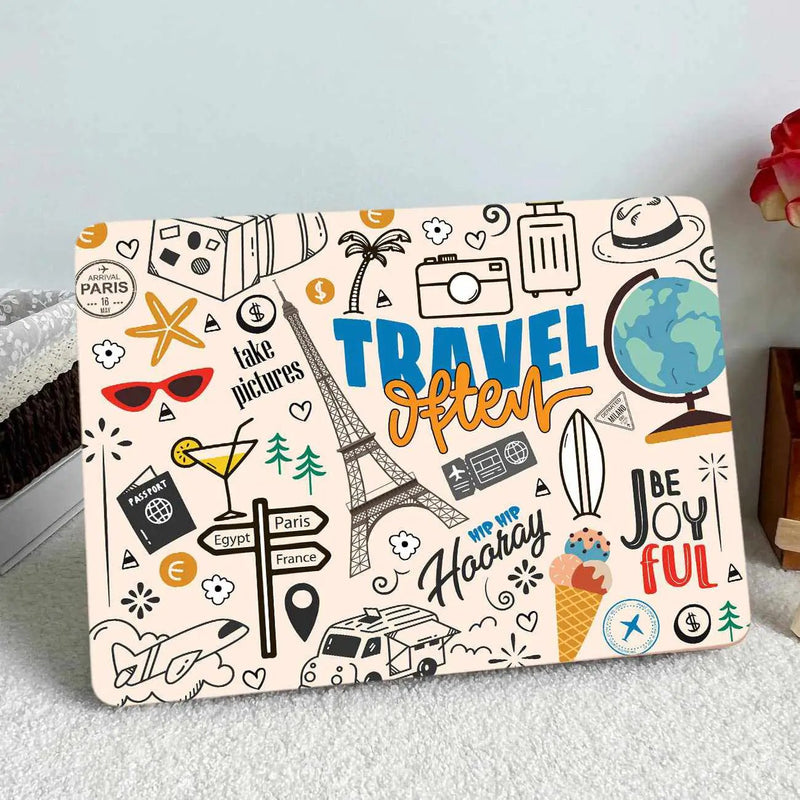 Kotart Travel Theme Self Adhesive Vinyl Laptop Skins for LG HP Acer Asus Dell Apple and All Laptop Upto 15.6 inch - Travel Quote Doodle Art Printed Laptop Decals / Stickers for All Laptops by Kotart store