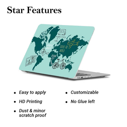 Kotart World Map Printed Laptop Skin for Dell Acer Lenovo HP Apple LG and All Laptops Upto 15.6 Inch - Travel Theme Self Adhesive Vinyl Laptop Decals / Skins-Kotart