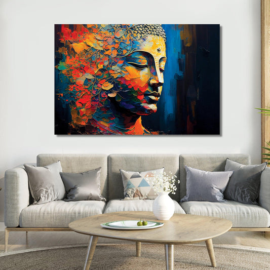 Vibrant Buddha Canvas Paintings for Living Room Wall Decor-Kotart