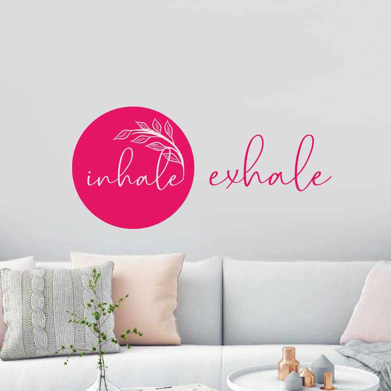 Leaf and Inhale Exhale Printed Vinyl Wall Decals by Kotart store