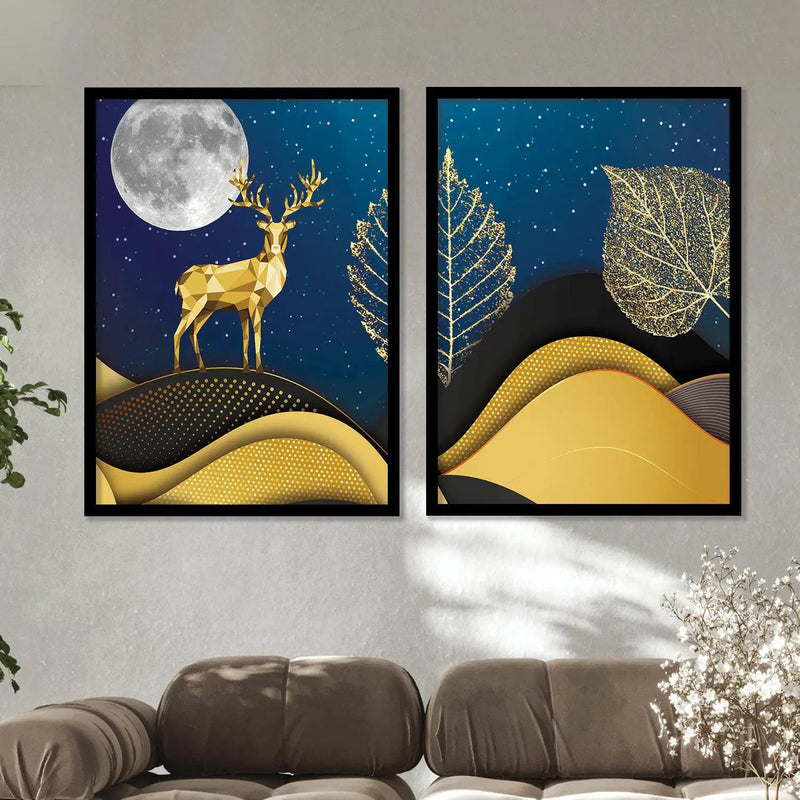 Luxurious Golden Modern Art Combos - A Perfect Fit for Your Home or Office-Kotart