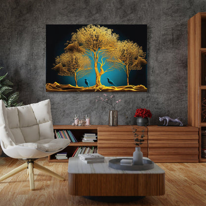 Watercolor Forest Gold IV | Large Solid-Faced Canvas Wall Art Print | Great Big Canvas