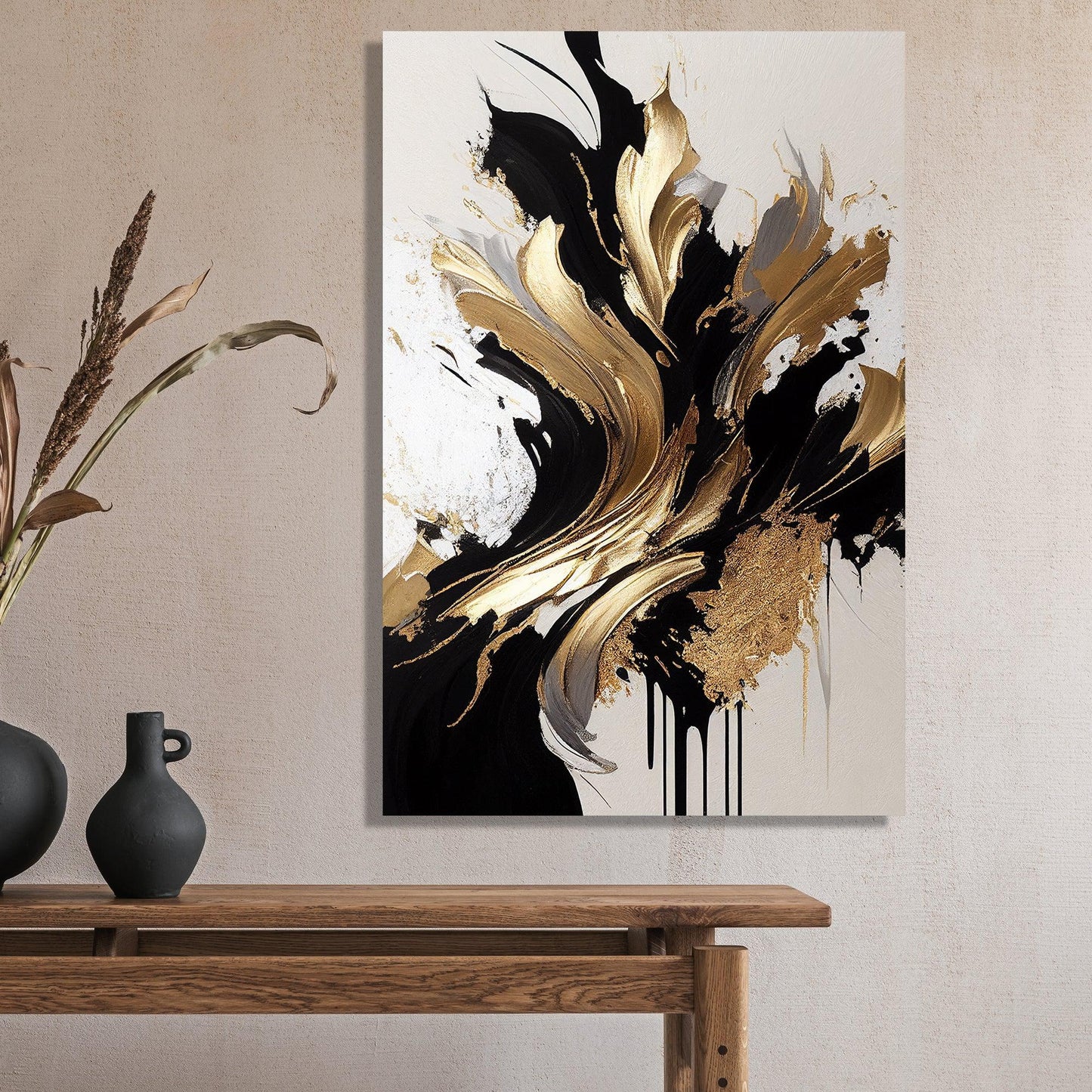 Luxury Golden Pattern Abstract Art Painting for Living Room Bedroom Farmhouse Studio Salon Home and Office Wall Decor - Canvas Painting-Kotart
