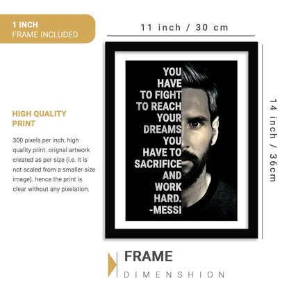 Messi Motivational Quotes Poster with Frame-Kotart