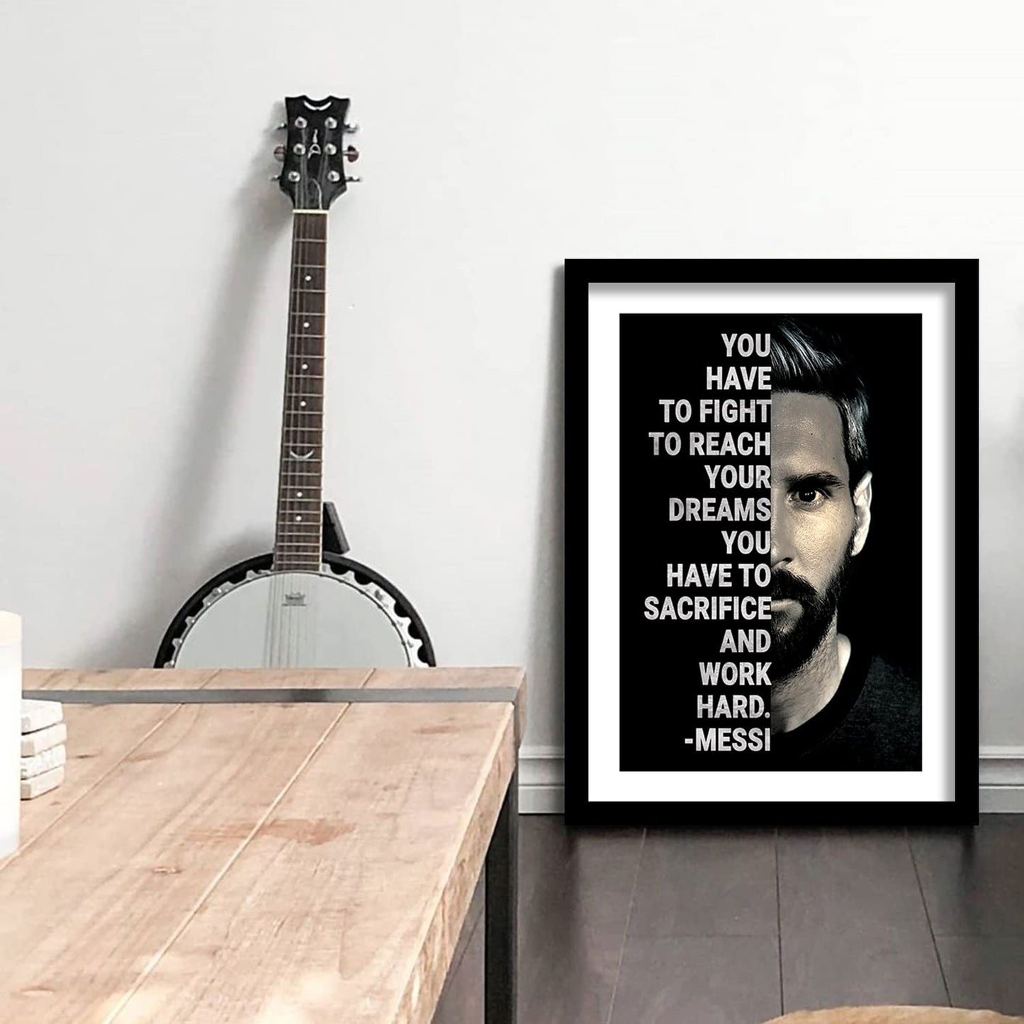 Messi Motivational Quotes Poster with Frame-Kotart