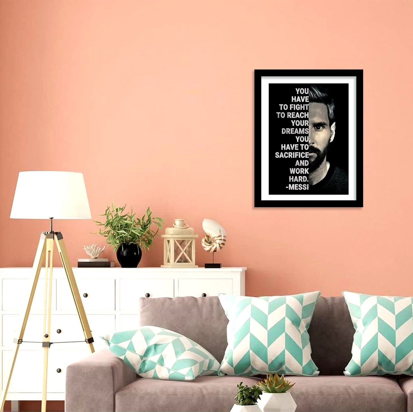 Messi Motivational Quotes Poster with Frame-Kotart