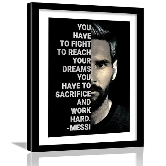 Messi Motivational Quotes Poster with Frame-Kotart