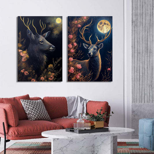 Modern Abstract Art Canvas Paintings - Beautiful Deer Art Canvas Paintings for Wall Decor-Kotart