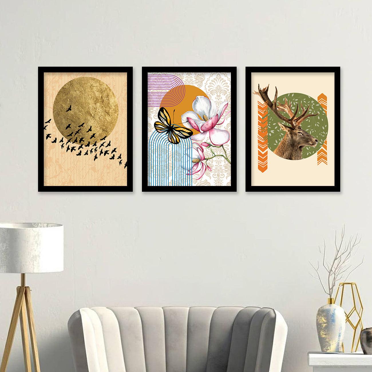 Modern Abstract Framed Prints for Living Room Wall Decor-Kotart