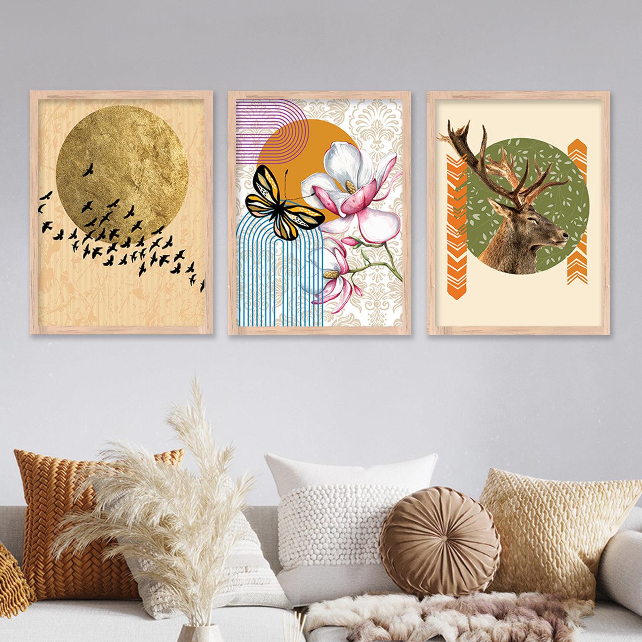 Modern Abstract Framed Prints for Living Room Wall Decor-Kotart