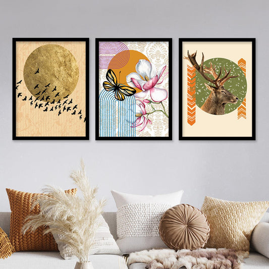 Modern Abstract Framed Prints for Living Room Wall Decor-Kotart
