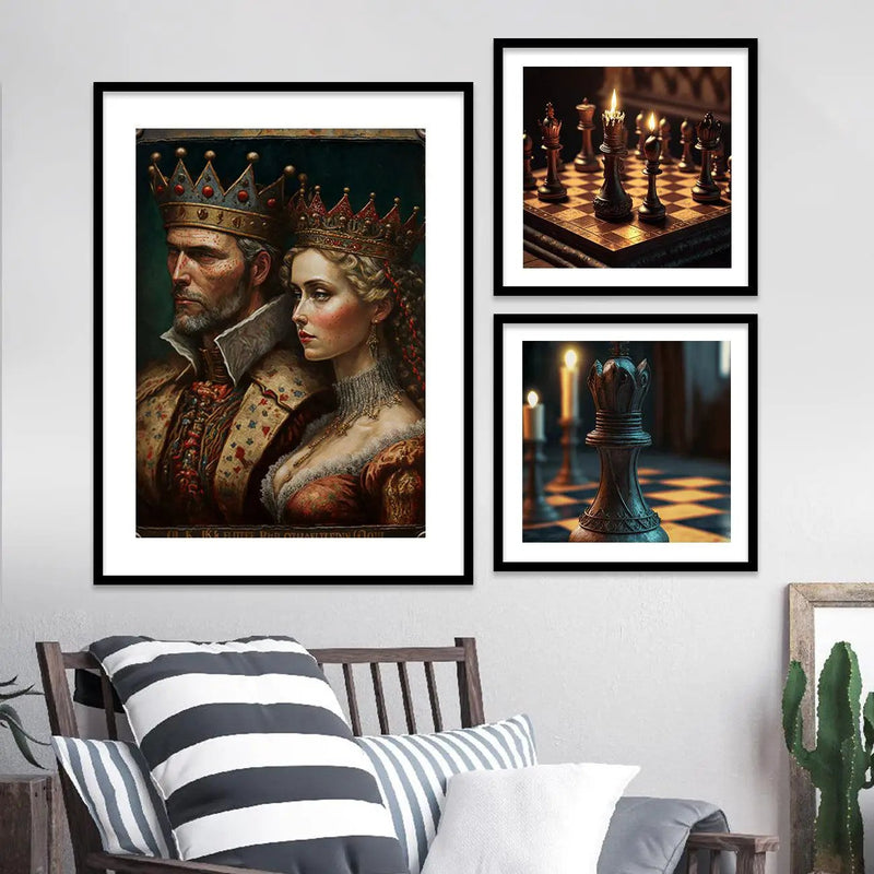 Modern Abstracts Prints : Chess King and Queen Prints for Gallery Wall by Kotart
