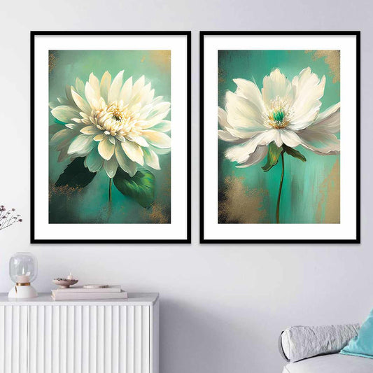 Modern Art Floral Paintings with Frame - Nature Inspired Framed Wall Posters-Kotart