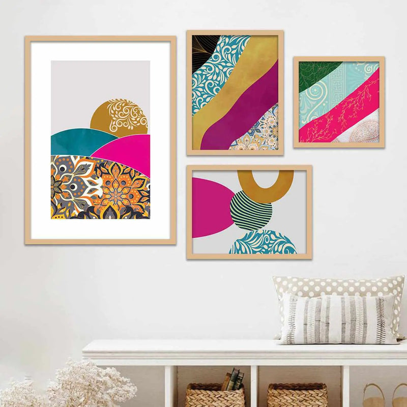Modern Art Framed Prints for Home and Office Wall Decor , Set of 4-Kotart