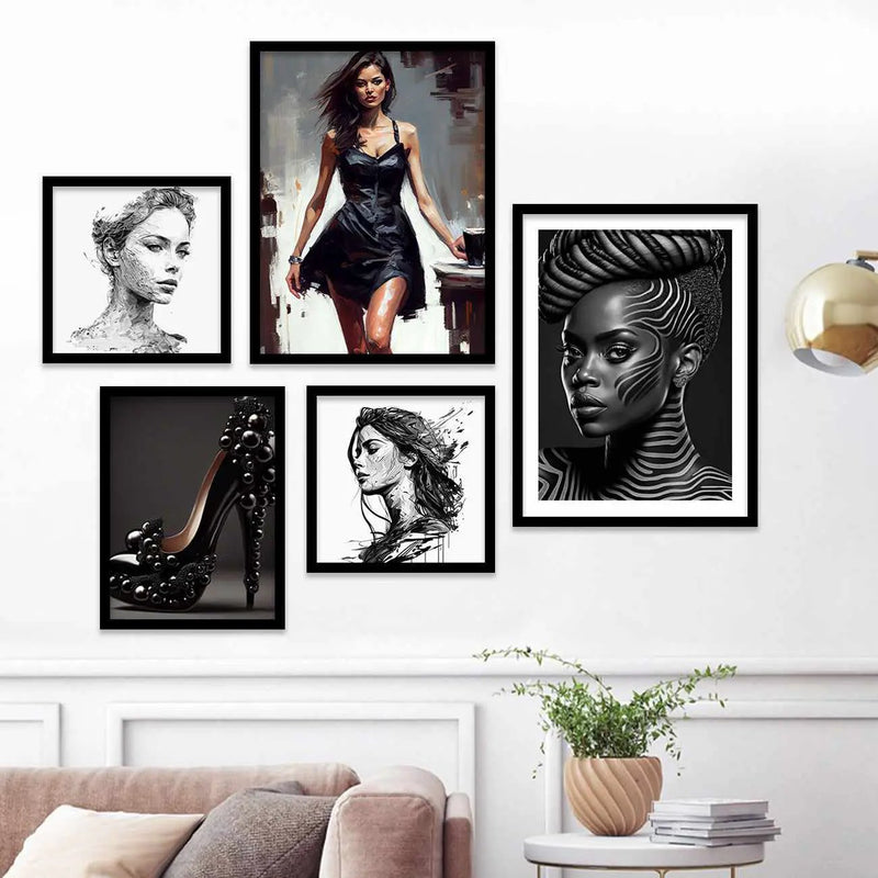Modern Art Monochrome Wall Posters with Frame for Living Room Wall Decor - Gallery Wall Art for Home Decor-Kotart