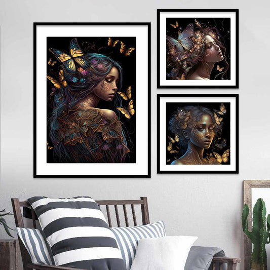 Modern Art Nature Inspired Luxury Golden Printed Wall Posters with Frame-Kotart