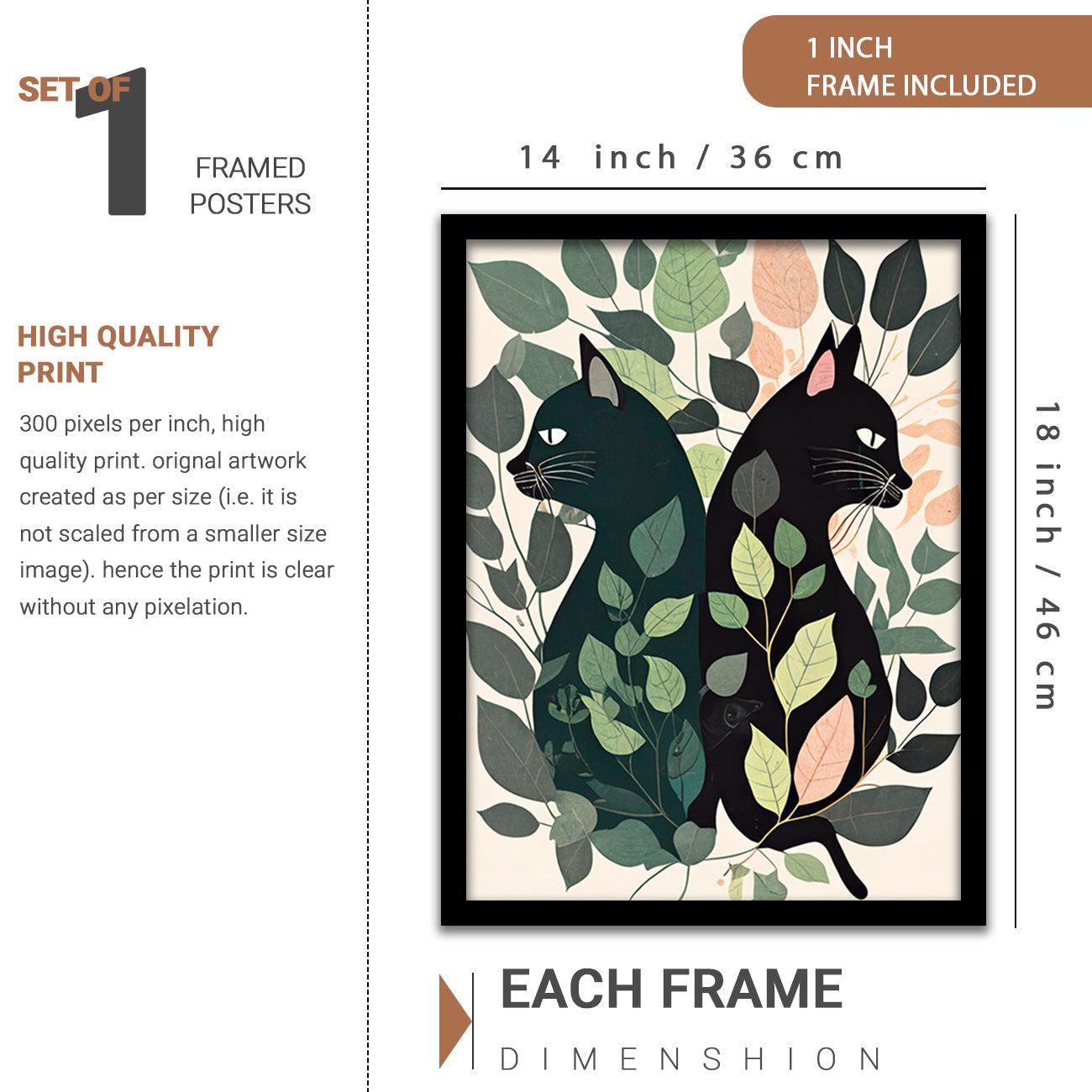 Modern Art Prints Collection - Wall Posters with Frame for Cat's Lovers-Kotart