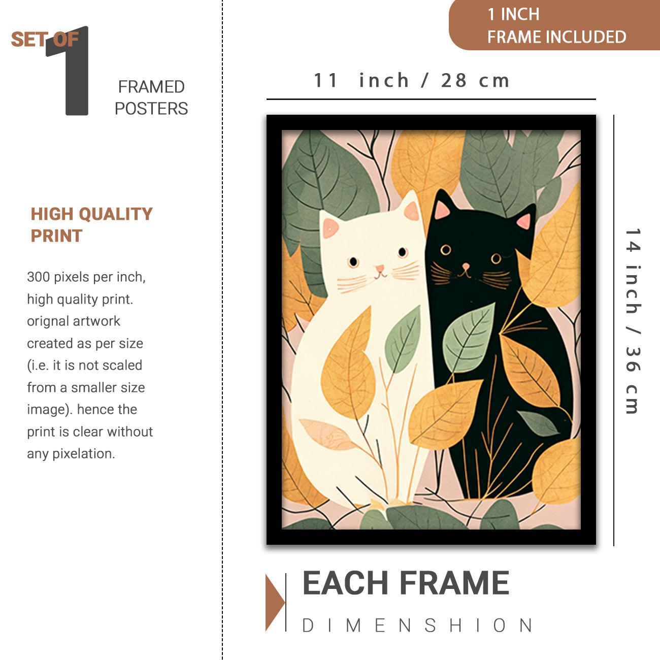 Modern Art Prints Collection - Wall Posters with Frame for Cat's Lovers-Kotart