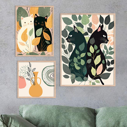 Modern Art Prints Collection - Wall Posters with Frame for Cat's Lovers-Kotart