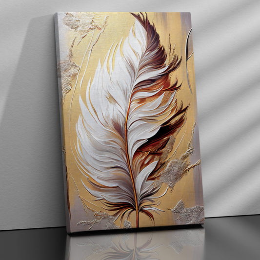 Modern Feather Canvas Painting - Large Feather Canvas Art for Wall Decor-Kotart