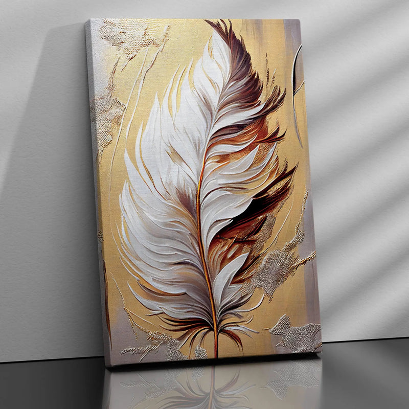 Modern Feather Canvas Painting - Large Feather Canvas Art for Wall Decor-Kotart