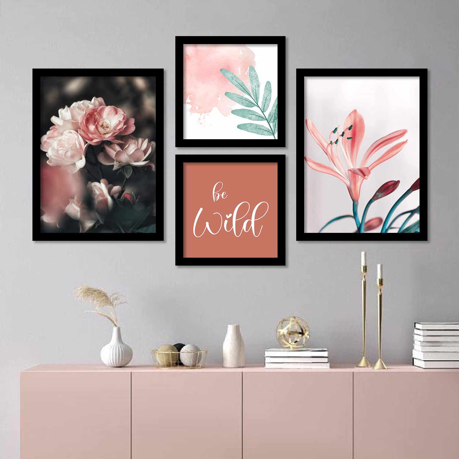 Modern Flowery Fun - Elegant Flower Theme Art Prints with Frame-Kotart