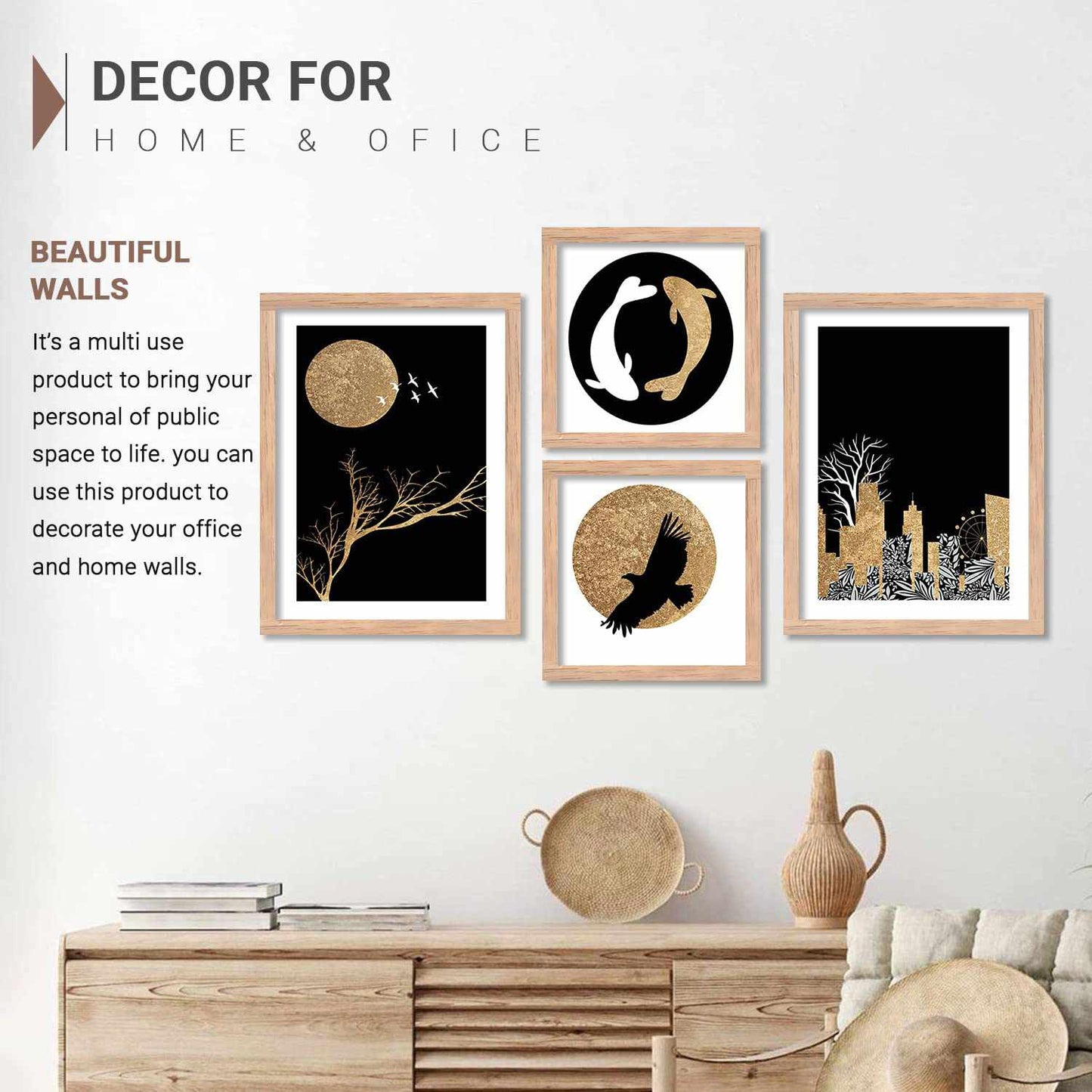 Modern Nature Inspired Wall Posters / Paintings with Frame-Kotart