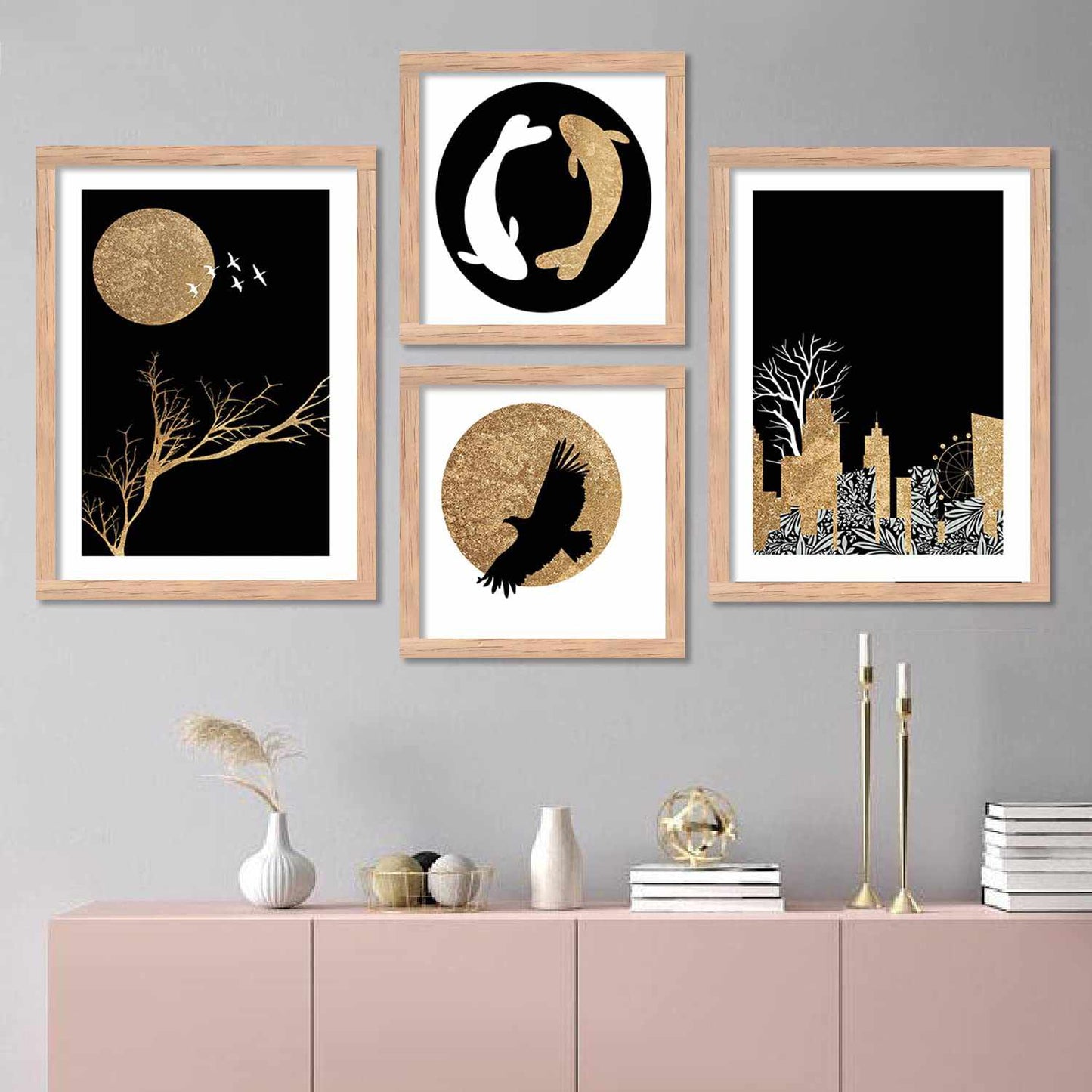 Modern Nature Inspired Wall Posters / Paintings with Frame-Kotart