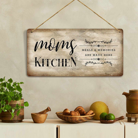 Mom's Kitchen Quotes MDF Wood Wall Hanging for Kitchen and Restaurant Wall Decor - Kitchen Wooden Wall Decor Vintage Wooden Sign-Kotart