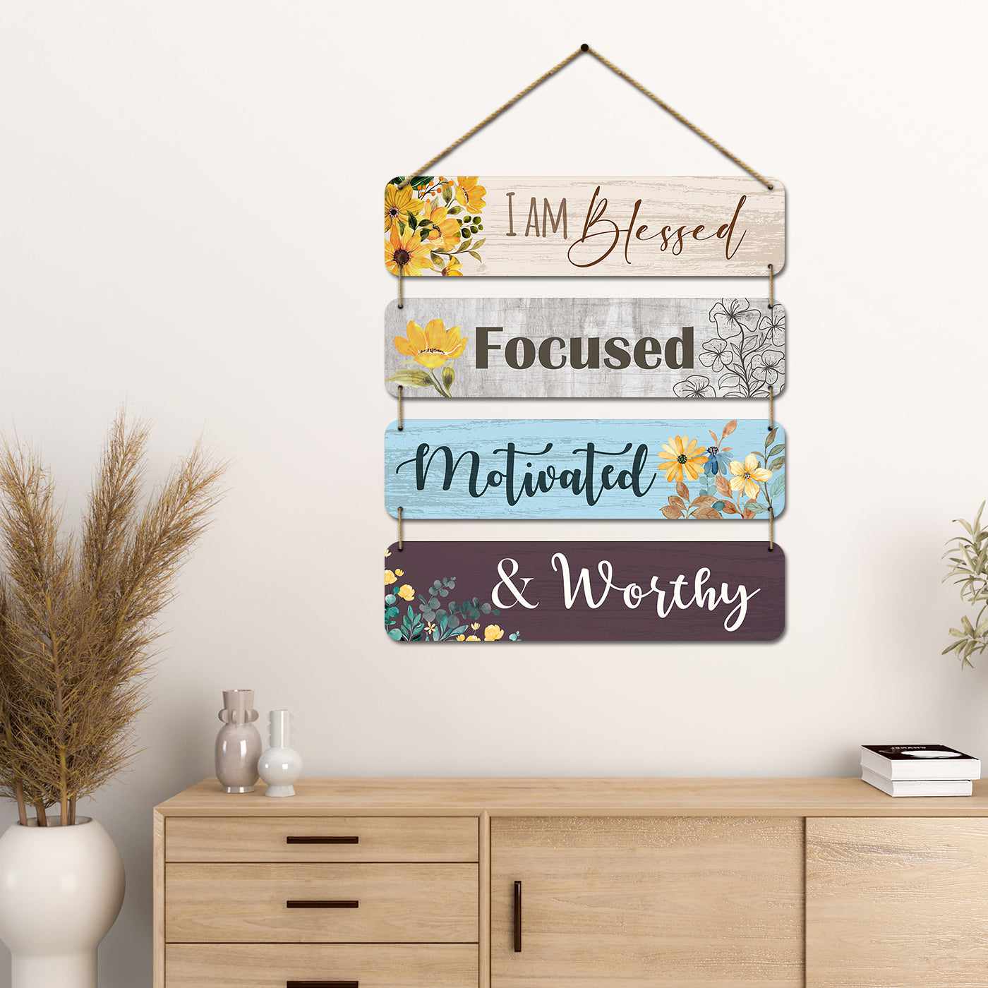 Motivational Quotes MDF Wood Wall Hanging for Entryway Living Room Kids Room Bedroom Wall Decor-Kotart