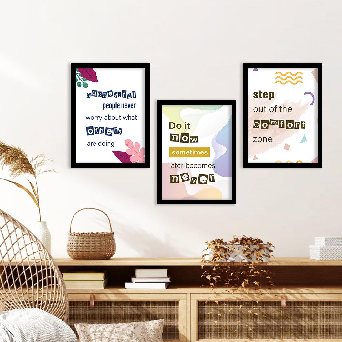 Motivational Quotes Wall Posters Set with Frame-Kotart