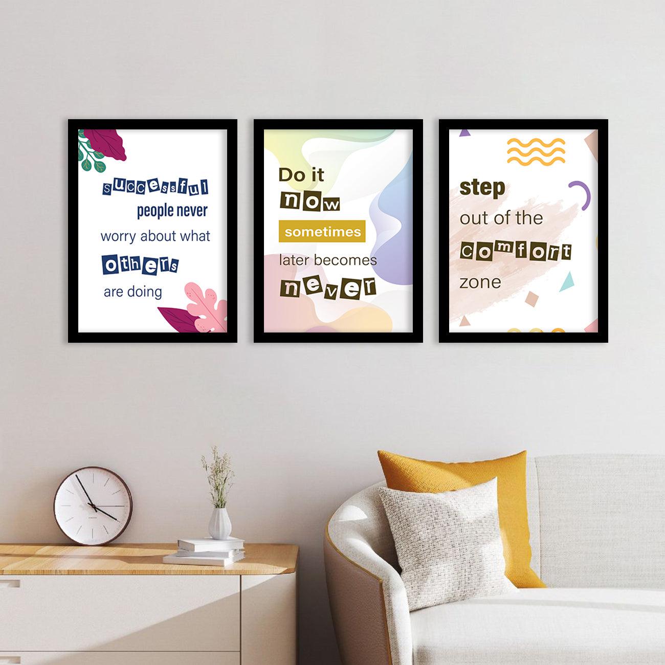 Motivational Quotes Wall Posters Set with Frame-Kotart