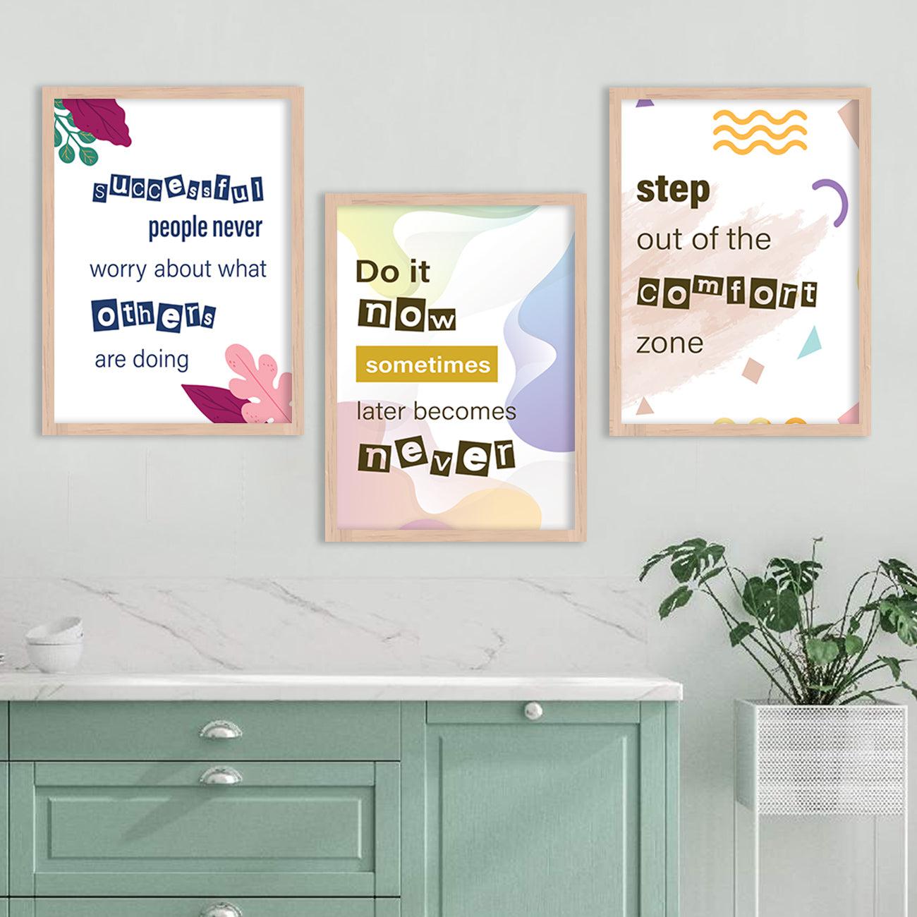 Motivational Quotes Wall Posters Set with Frame-Kotart