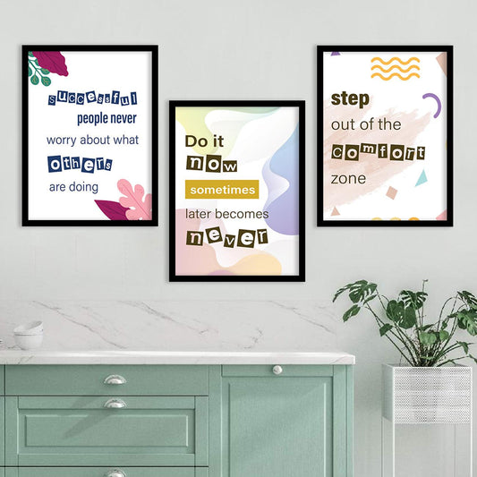 Motivational Quotes Wall Posters Set with Frame-Kotart