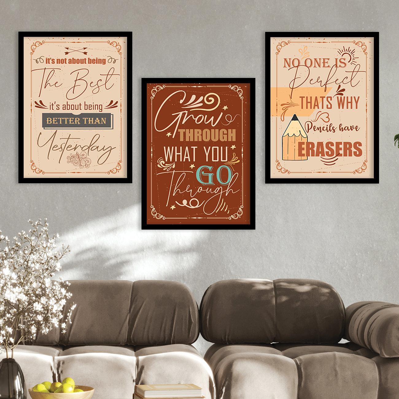 Motivational Wall Posters Set with Frame - Kotart