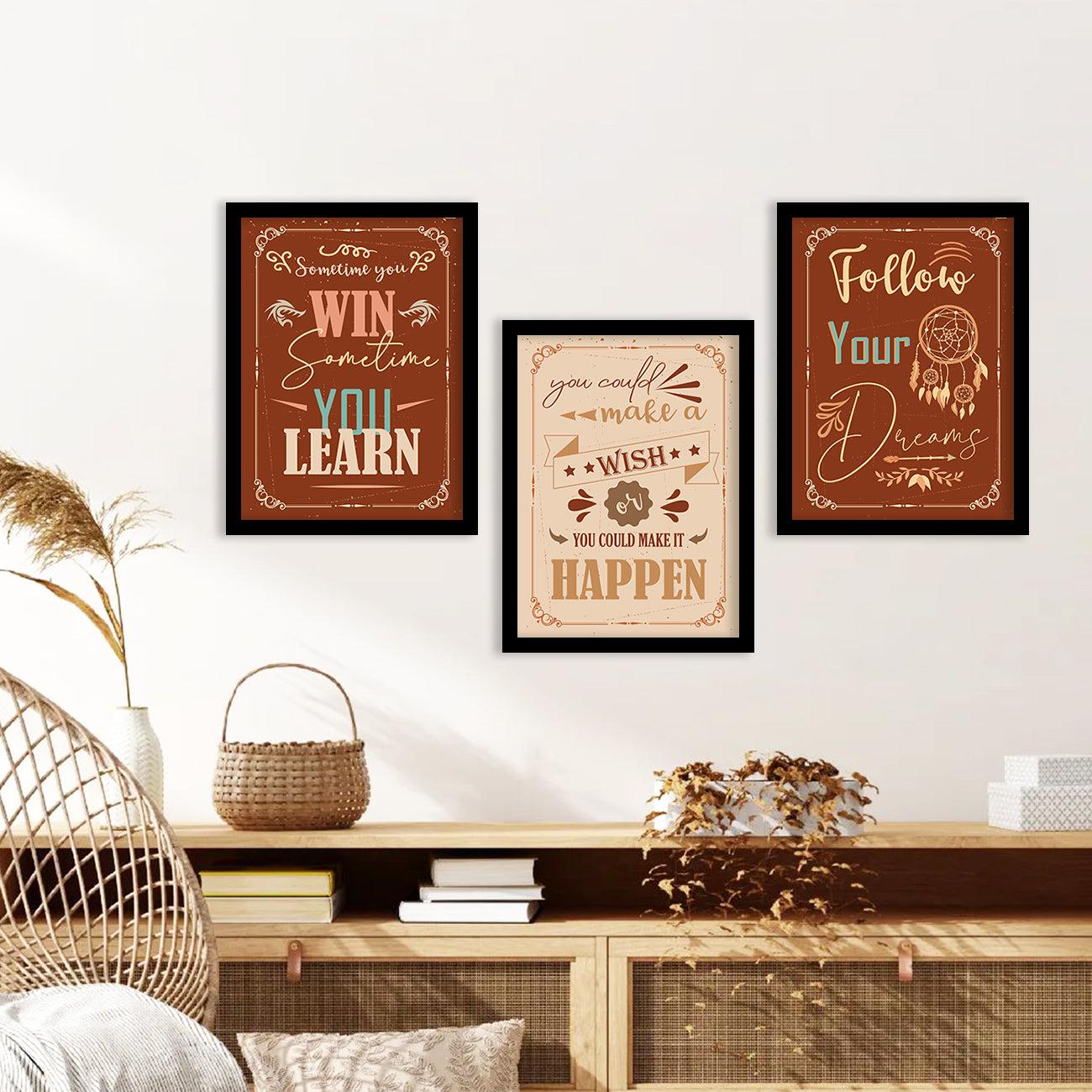 Motivational Wall Posters with Frame : Inspirational Quotes Wall Frame Set-Kotart