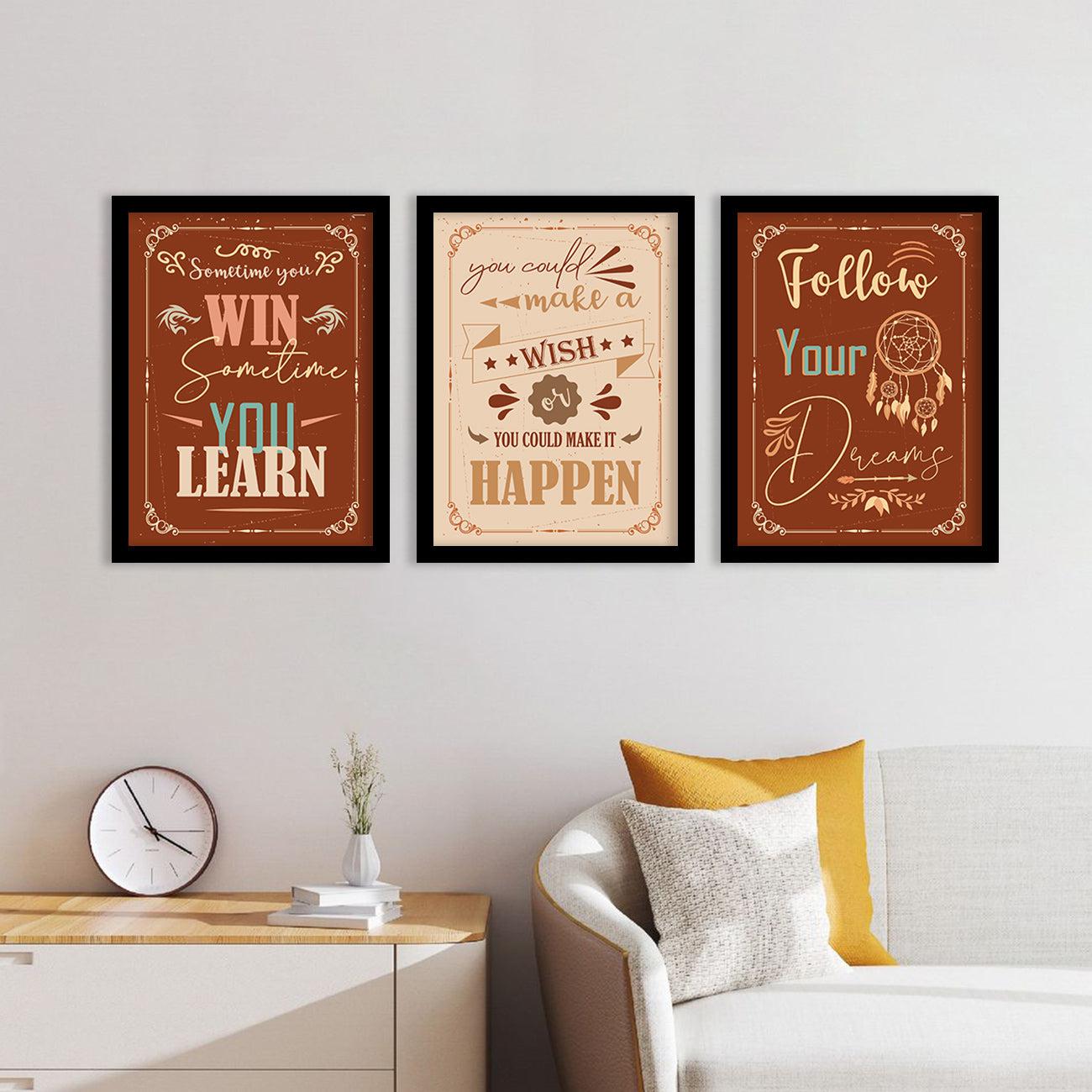 Motivational Wall Posters with Frame : Inspirational Quotes Wall Frame Set-Kotart