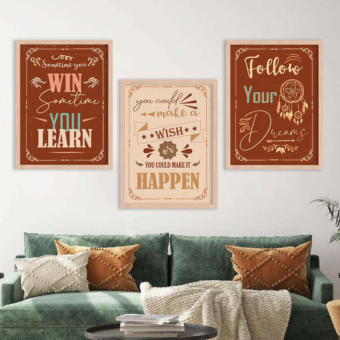 Motivational Wall Posters with Frame : Inspirational Quotes Wall Frame Set-Kotart