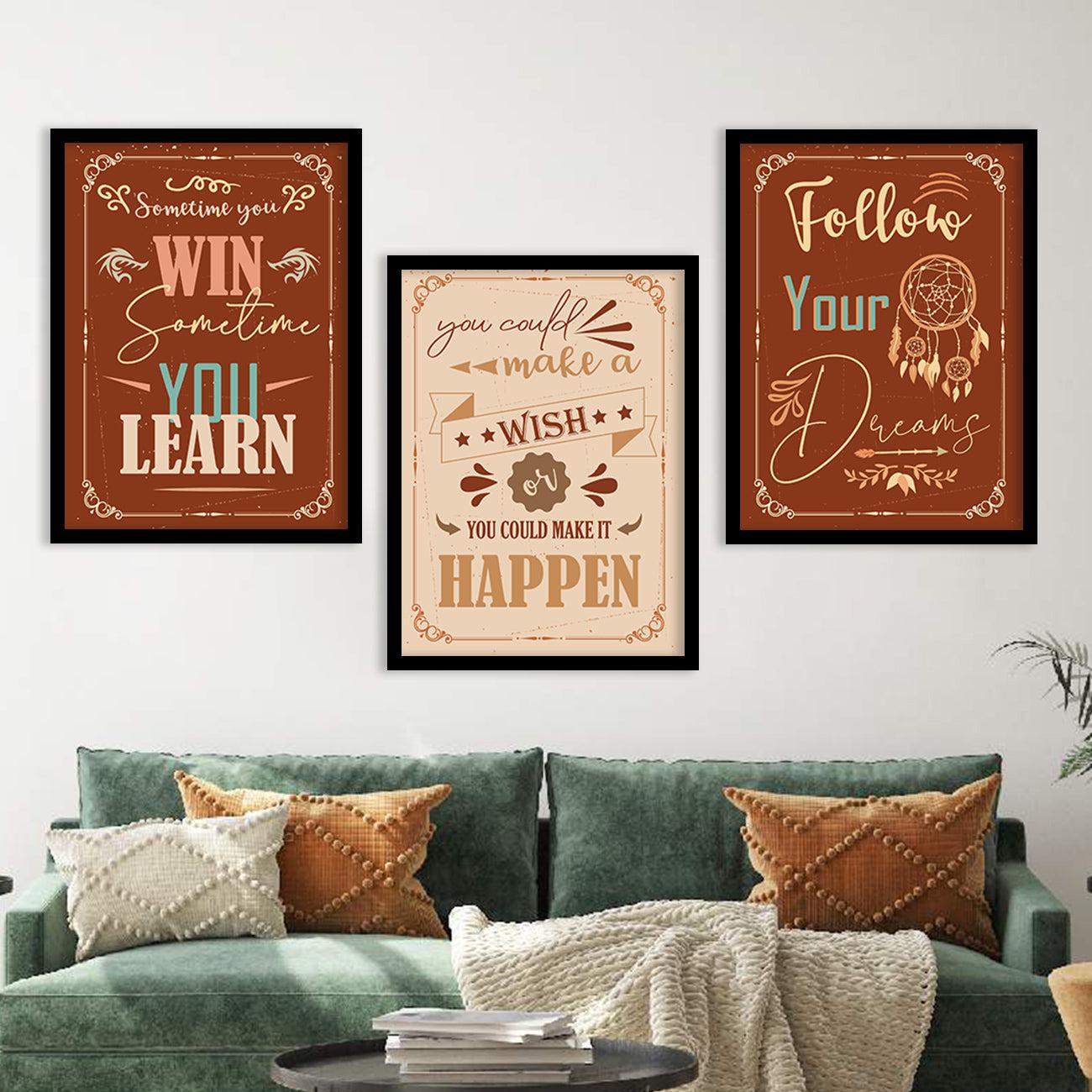 Motivational Wall Posters with Frame : Inspirational Quotes Wall Frame Set-Kotart