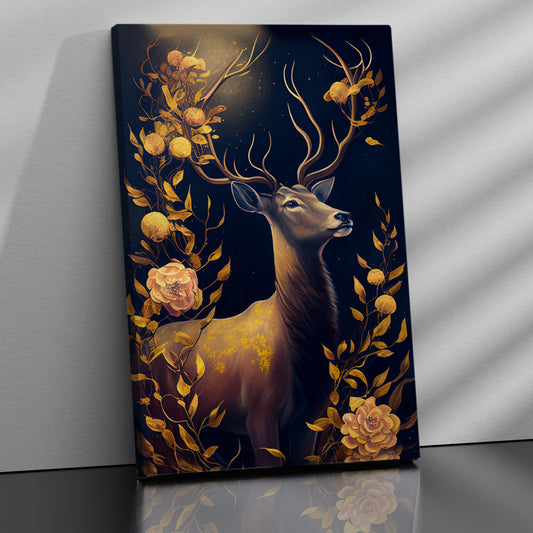Nature Inspired Floral Deer Canvas Art for Home Decor - Modern Art Canvas Paintings for Living Room Bedroom Home and Office Wall Decor-Kotart