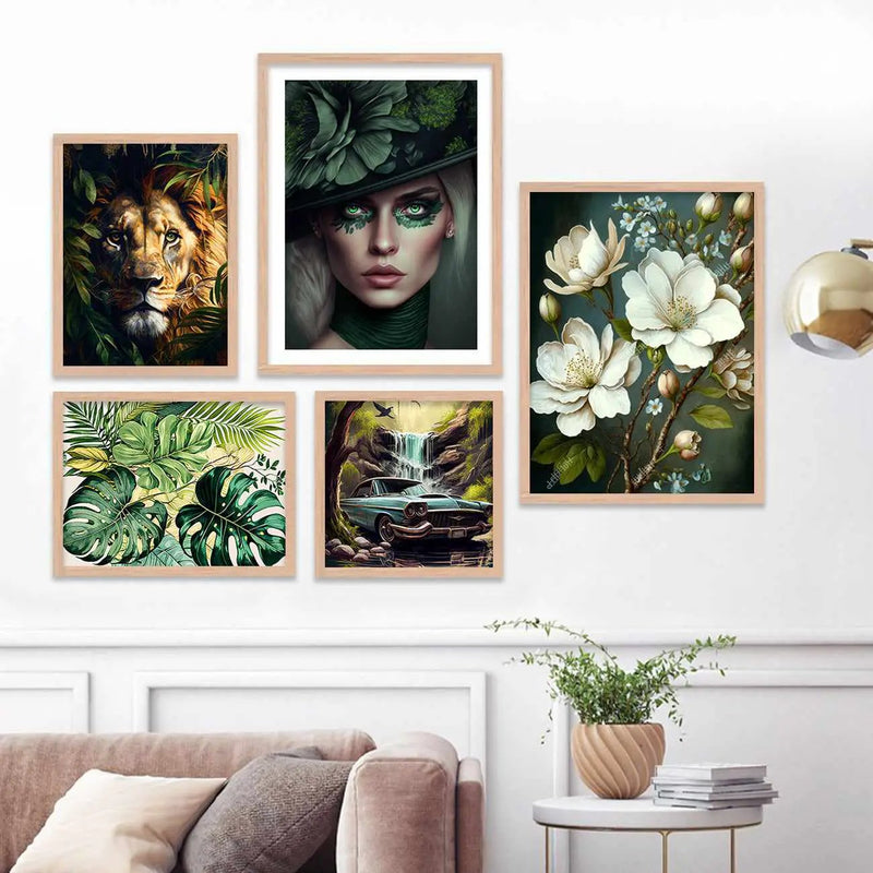 Nature Inspired Floral Painting with Frame - Modern Art Posters for Wall Decor-Kotart