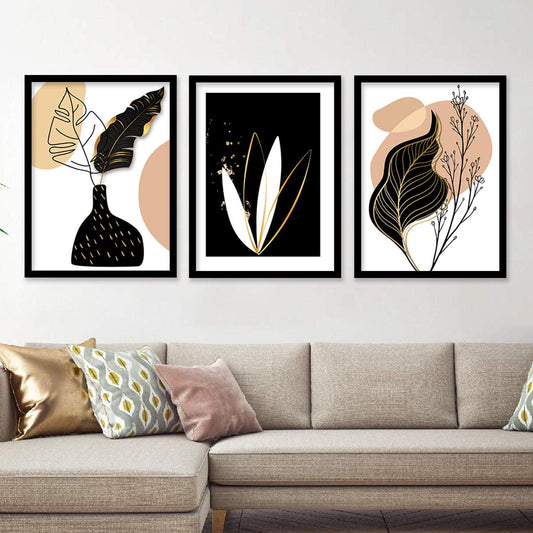 Nature Inspired Wall Paintings / Posters with Frame, Set of 3-Kotart