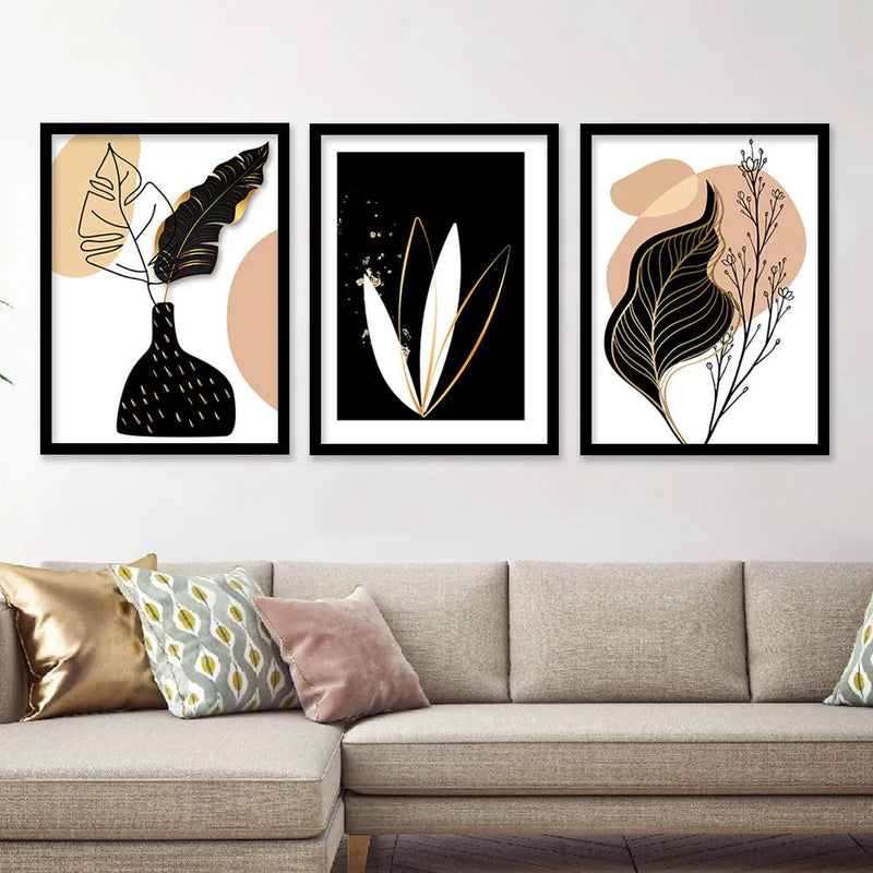 Nature Inspired Wall Prints / Posters with Frame, Set of 3 by Kotart store