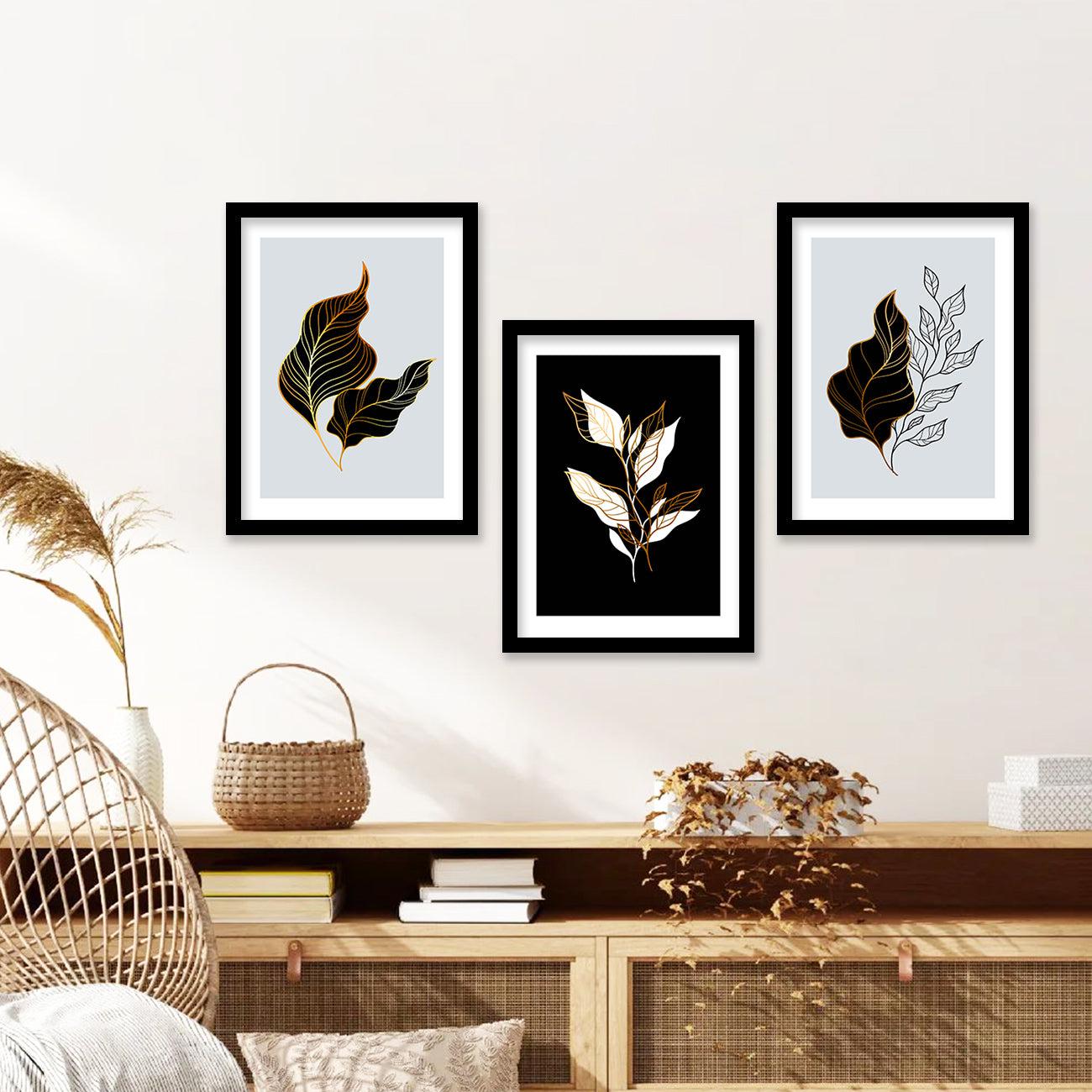 Nature Inspired Wall Posters with Frame : Black-Kotart