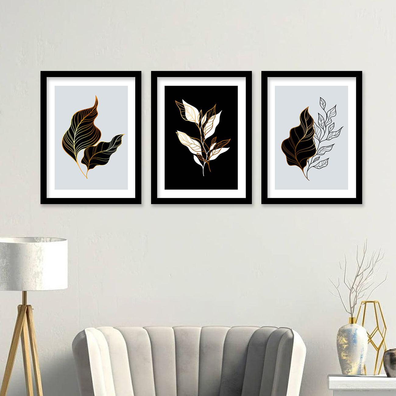 Nature Inspired Wall Posters with Frame : Black-Kotart